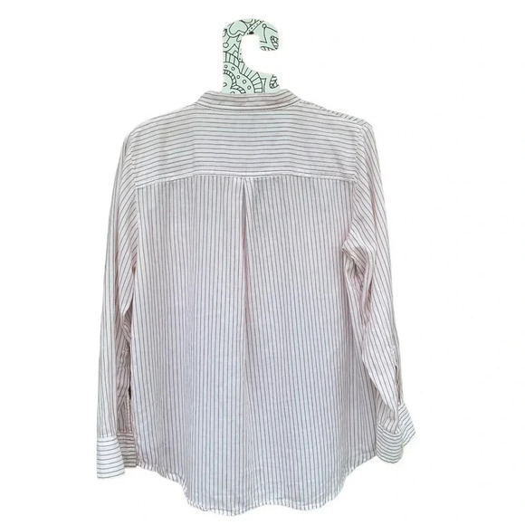 Madewell Pink Terrace Lace Up Vera Long Sleeve Striped Shirt Top Size S - Picture 6 of 11